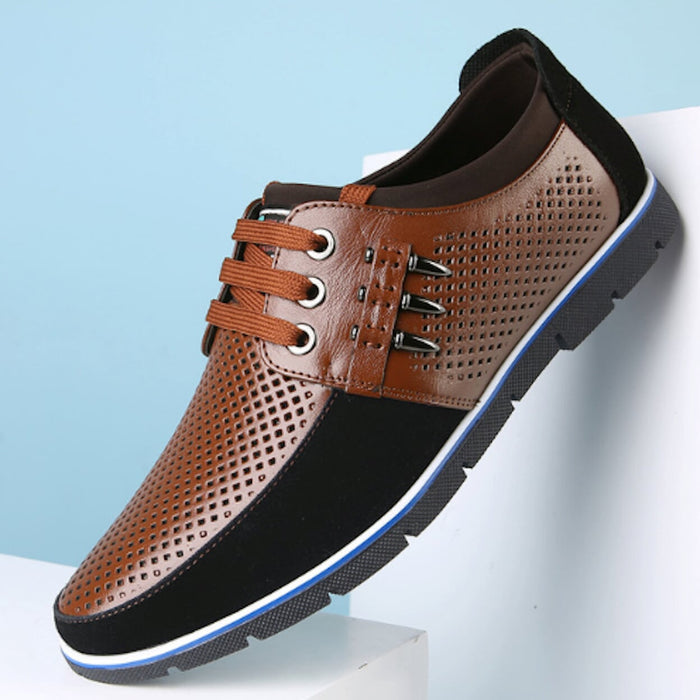 Two Tone Casual Lace Up Men's Footwear: navy blue, black shoe, casual modern style