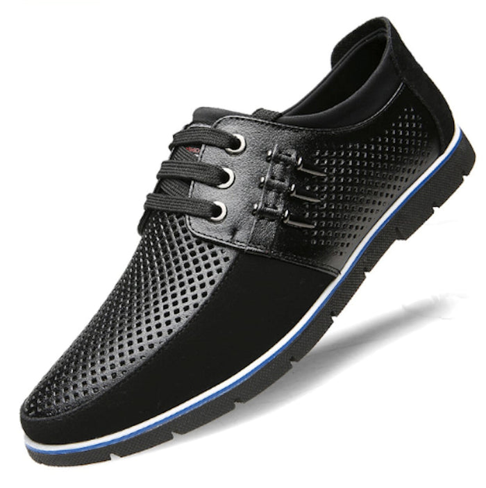Two Tone Casual Lace Up Men's Footwear: navy blue, black shoe, casual modern style