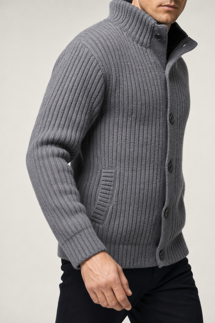 Ultra Cozy Men's Faux Fur Inner Cardigan for Cold Winter Days Dark Gray