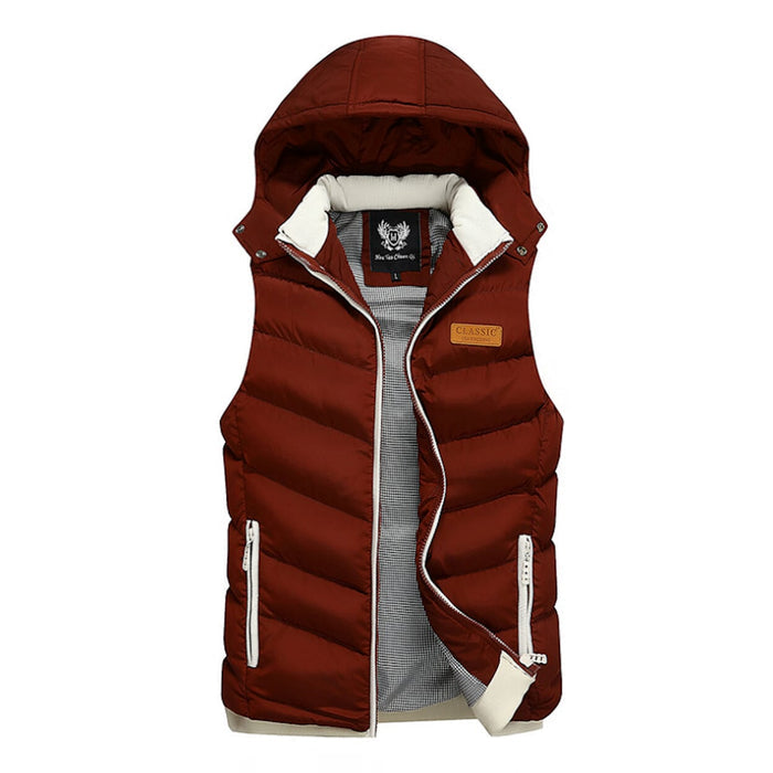 Ultra Cozy Winter Hooded Puffer Vest for Men in Khaki: beige, cream hooded puffer vest, casual style