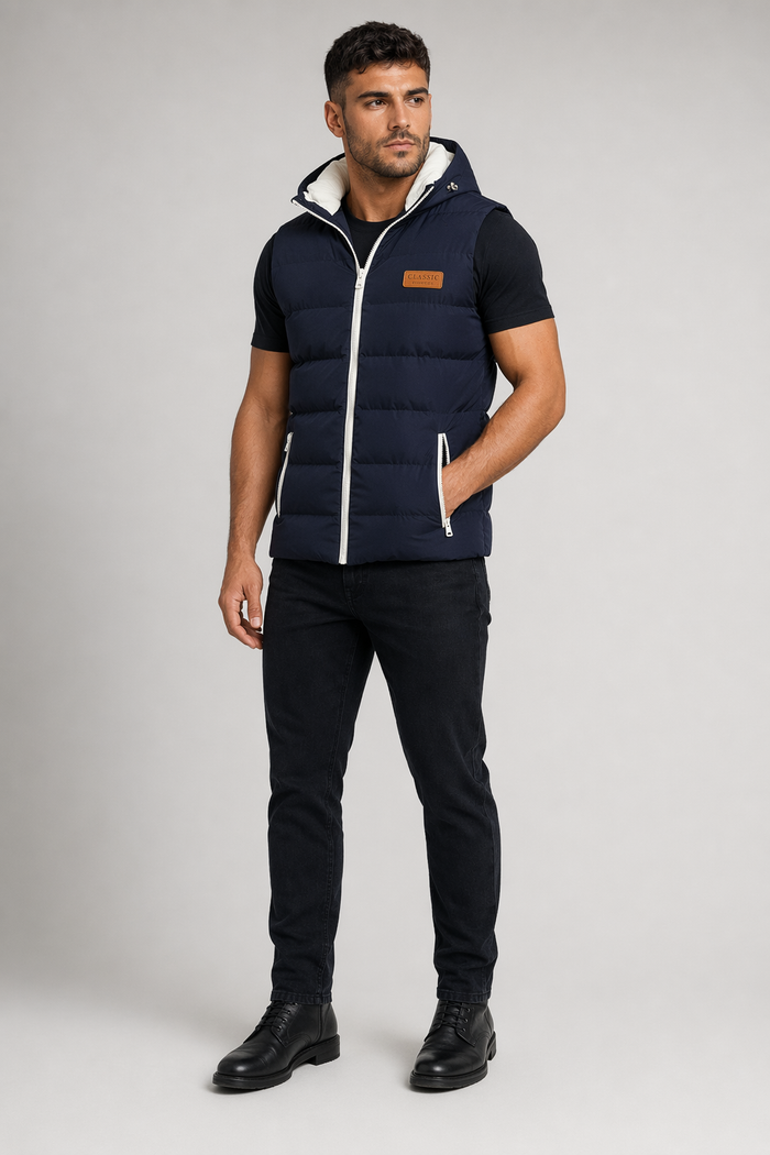 Ultra Cozy Winter Hooded Puffy Vest for Men in Navy Default