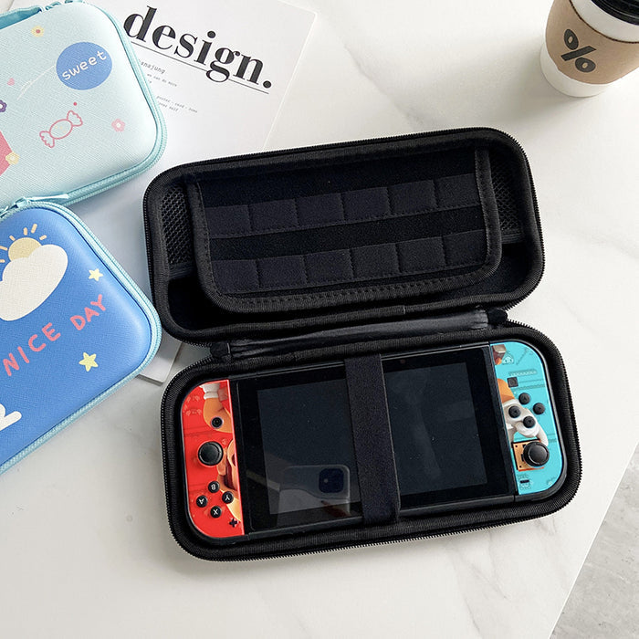 Usagi Switch Carrying Case, Cute & Durable: light pink, white cartoon bunny character, kawaii cartoon style