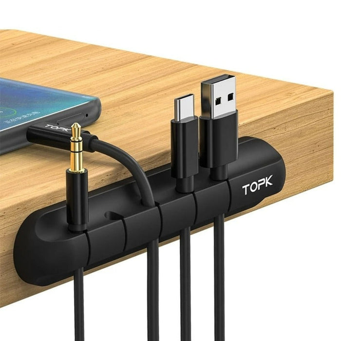 USB Cable Organizer (Set of 2): Streamline Your Cables for Easy Management: black, silver under-desk cable management holder/