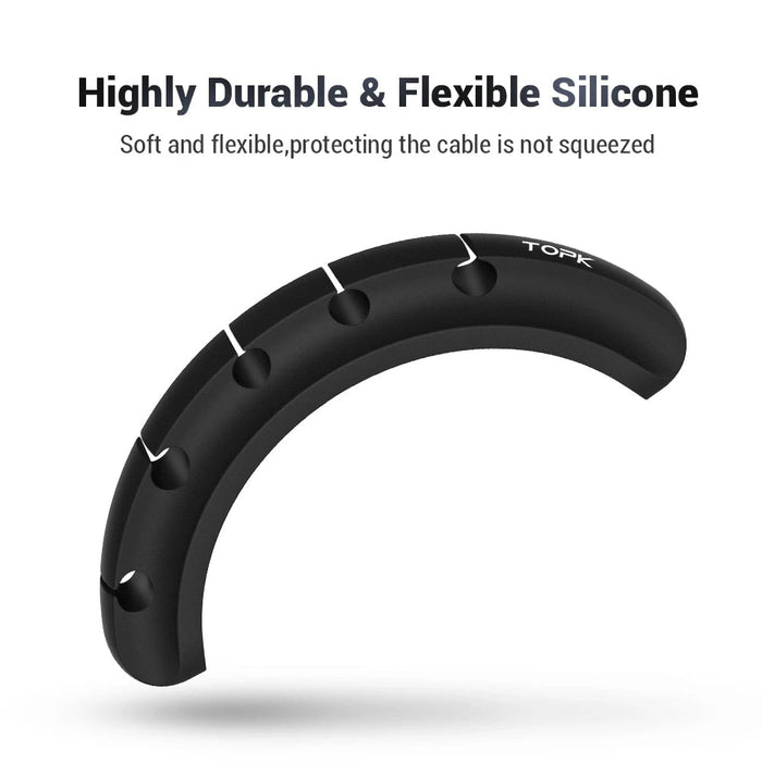 USB Cable Organizer (Set of 2): Streamline Your Cables for Easy Management: black, silver under-desk cable management holder/