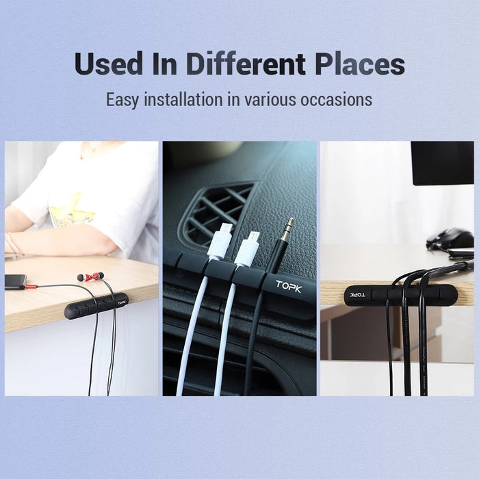USB Cable Organizer (Set of 2): Streamline Your Cables for Easy Management: black, silver under-desk cable management holder/