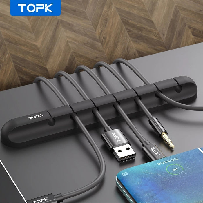 USB Cable Organizer (Set of 2): Streamline Your Cables for Easy Management: black, silver under-desk cable management holder/