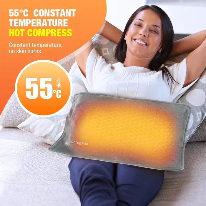 USB Heat Pad for On-The-Go Warmth: gray, orange rectangular electric heating pad, minimal style