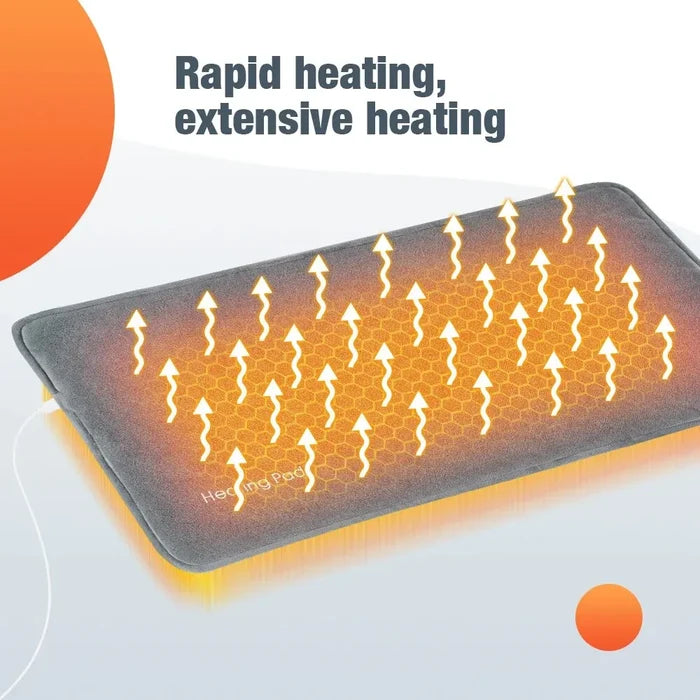 USB Heat Pad for On-The-Go Warmth: gray, orange rectangular electric heating pad, minimal style