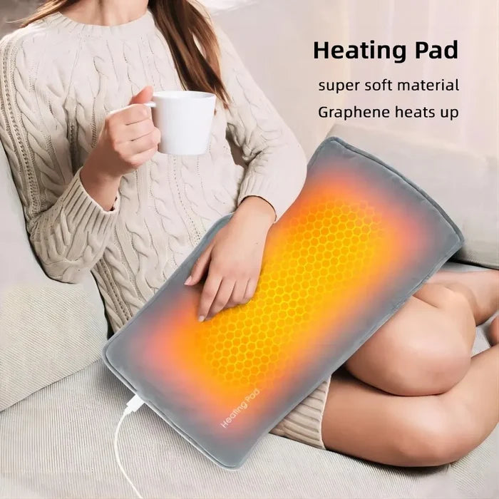 USB Heat Pad for On-The-Go Warmth: gray, orange rectangular electric heating pad, minimal style