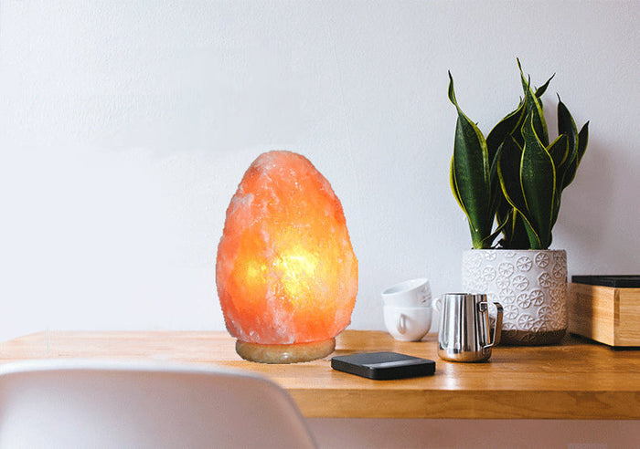 USB Himalayan Salt Night Lamp, Organic Light Source: orange, pink table lamp, natural minimal style