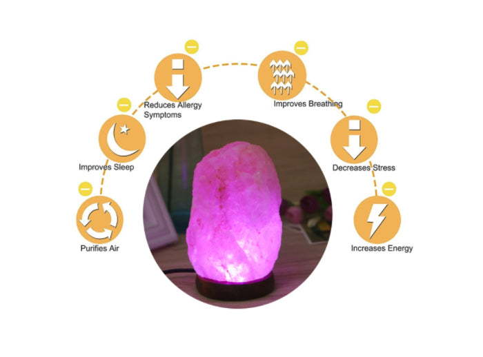 USB Himalayan Salt Night Lamp, Organic Light Source: orange, pink table lamp, natural minimal style