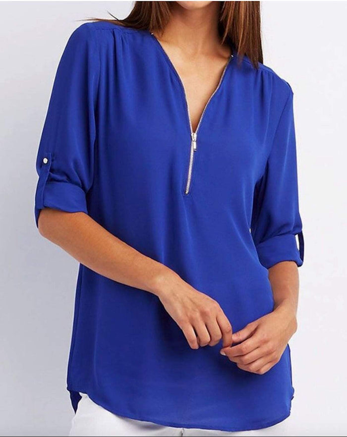 V Neck Blouse for Women with Trendy Urban Style: burgundy, silver women's blouse/top, casual minimal style