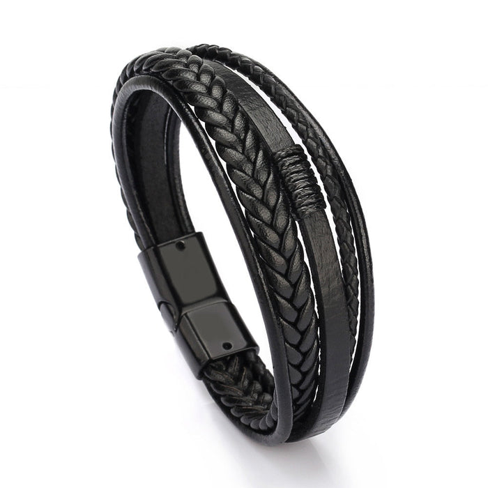 Vegan Leather Bracelet with a Layered Appearance: dark brown, brown wrap bracelet, casual, rustic style