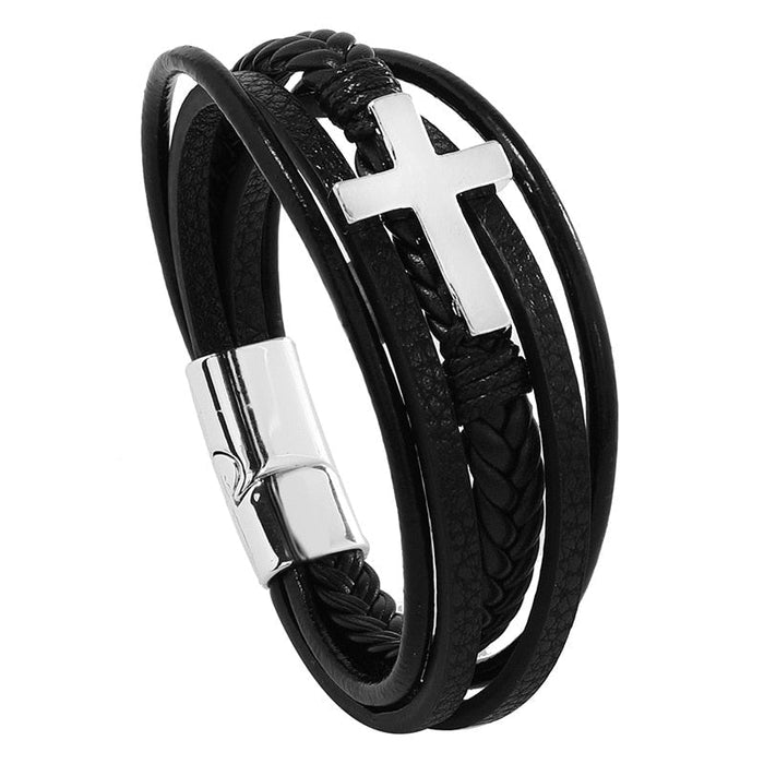 Vegan Leather Bracelet with a Layered Appearance: dark brown, brown wrap bracelet, casual, rustic style