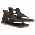 Vegan Leather Gladiator Sandals for Women with Lace-Up Design Black