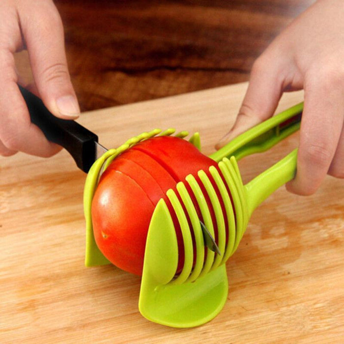 Vegetable and Fruit Cutting Tool with Holder: bright green, yellow lemon-themed kitchen tool, bright practical kitchen gadget