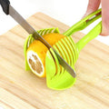 Vegetable and Fruit Cutting Tool with Holder: bright green, yellow lemon-themed kitchen tool, bright practical kitchen gadget