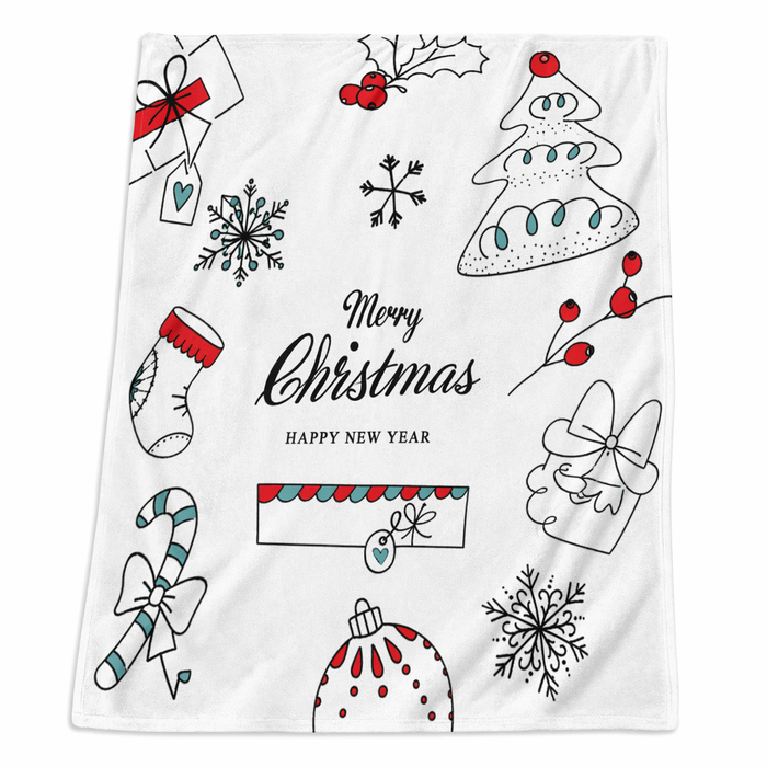 Velveteen Plush Blanket with a Festive Holiday Design Default