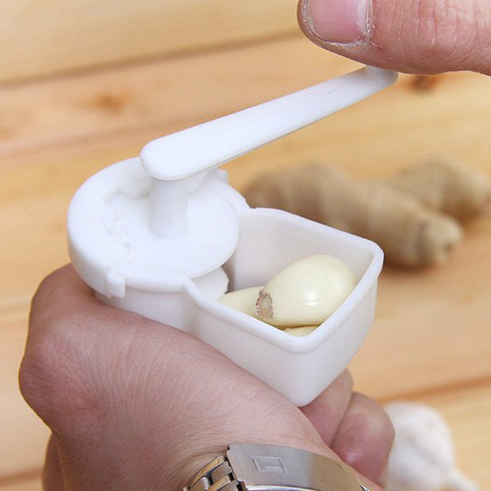 Versatile Garlic and Ginger Mincer 3-in-1: white, silver disassembled white plastic cleaning tool or container parts being ri