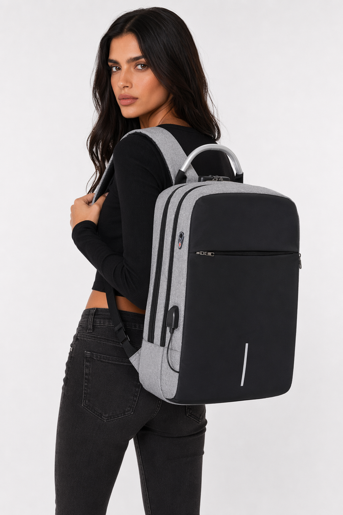 Versatile Shockproof Backpack with USB and Audio Jack Gray