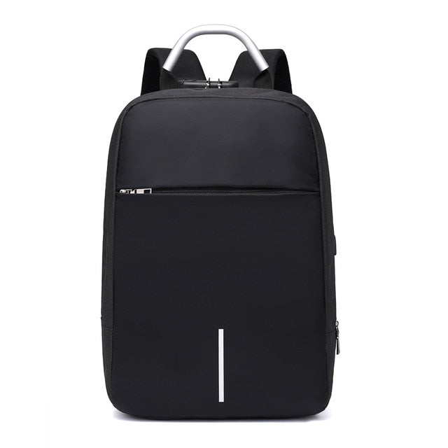 Versatile Shockproof Backpack with USB and Audio Jack: black, light gray backpack, minimal modern style