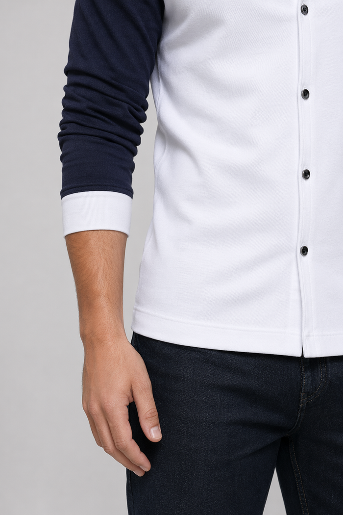 Vest-Enhanced Men's Layered Shirt White