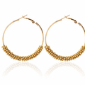 Vibrant Beaded Circular Hoop Earrings Gold