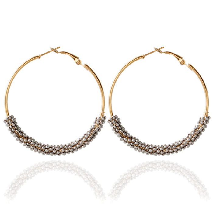 Vibrant Beaded Circular Hoop Earrings: gold pair of hoop earrings, minimal style