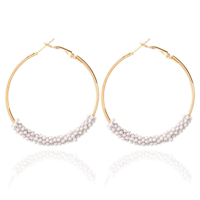 Vibrant Beaded Circular Hoop Earrings: gold pair of hoop earrings, minimal style