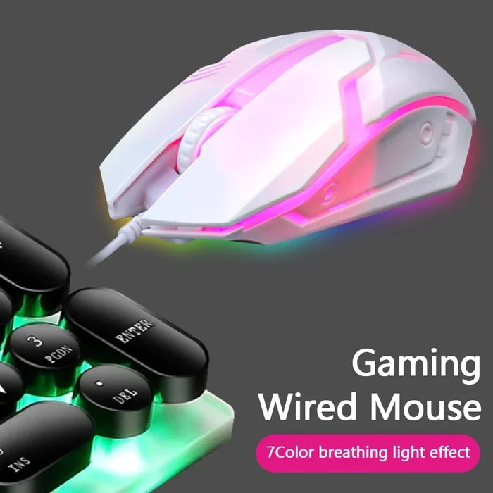 Vibrant Illuminated Wired Gaming Mouse: white, gray wired gaming mouse, gaming, futuristic style