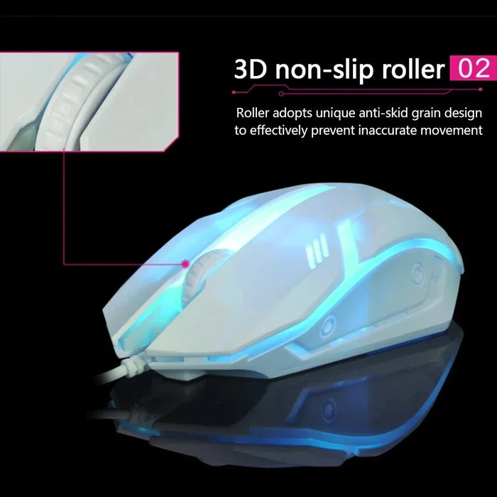 Vibrant Illuminated Wired Gaming Mouse: white, gray wired gaming mouse, gaming, futuristic style