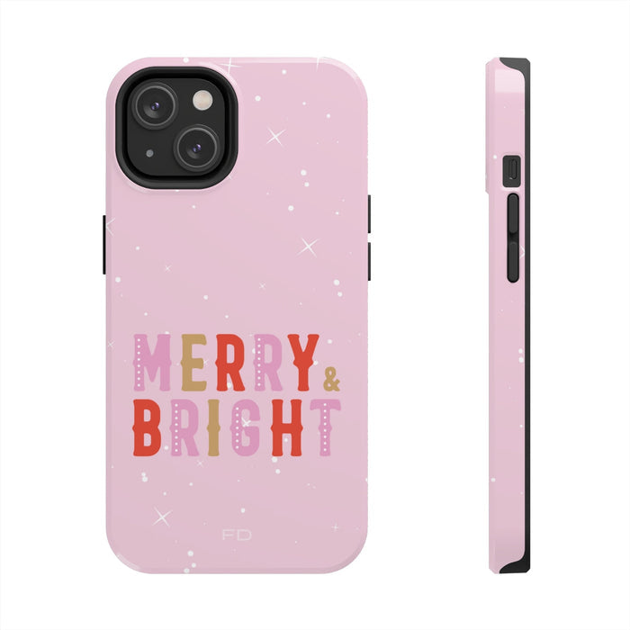 Vibrant & Joyful Durable Phone Case for iPhone with Wireless Charging: light pink, multicolor lettering Christmas holiday the