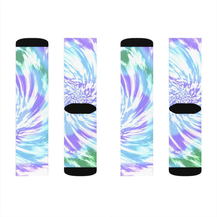 Vibrant Lavender Patterned Socks: light blue, purple ankle socks, colorful abstract style