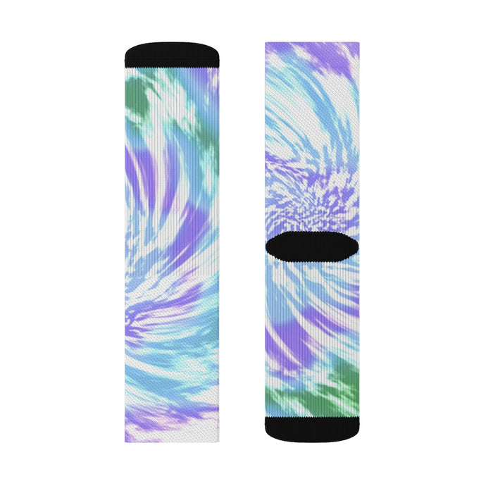 Vibrant Lavender Patterned Socks: light blue, purple ankle socks, colorful abstract style