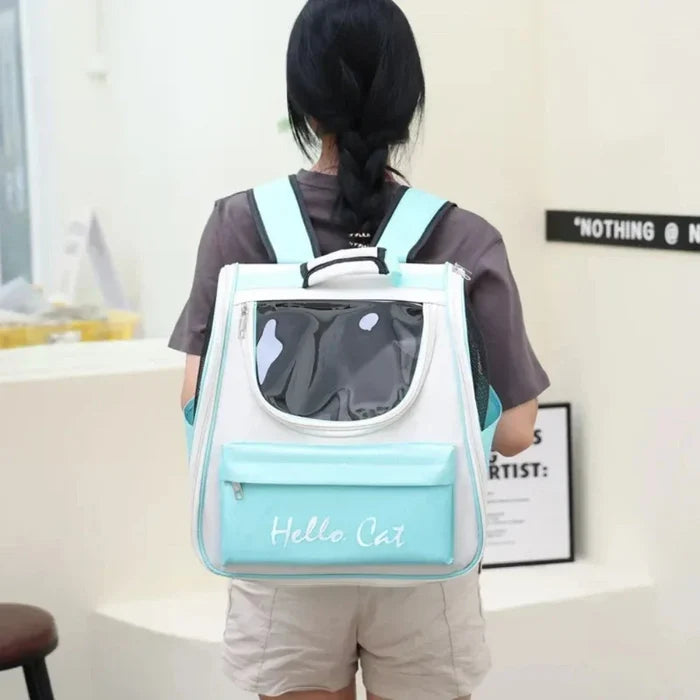 Vibrant Ventilated Feline Backpack for Exploring: gray, black cat, minimal cartoon pet accessory style