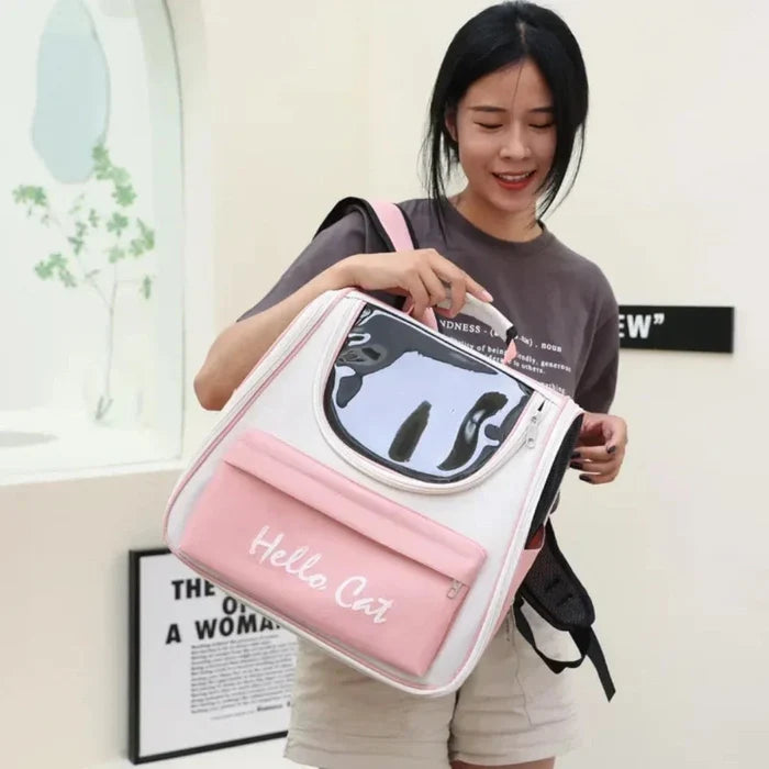 Vibrant Ventilated Feline Backpack for Exploring: gray, black cat, minimal cartoon pet accessory style