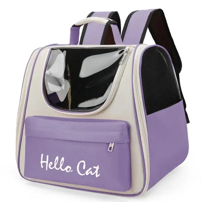 Vibrant Ventilated Feline Backpack for Exploring: gray, black cat, minimal cartoon pet accessory style