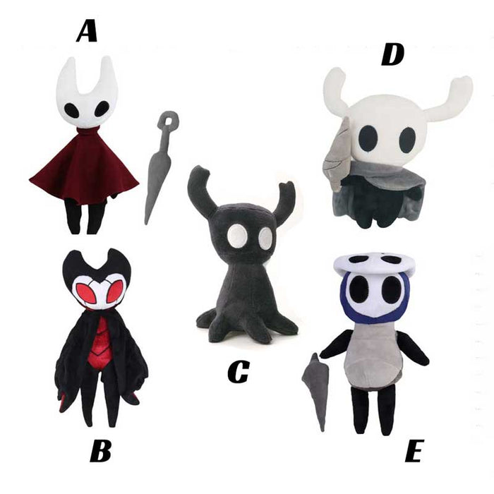 Void Knights Plush Toys for Gamers: white, black horned cartoon character, cartoon, game-inspired style