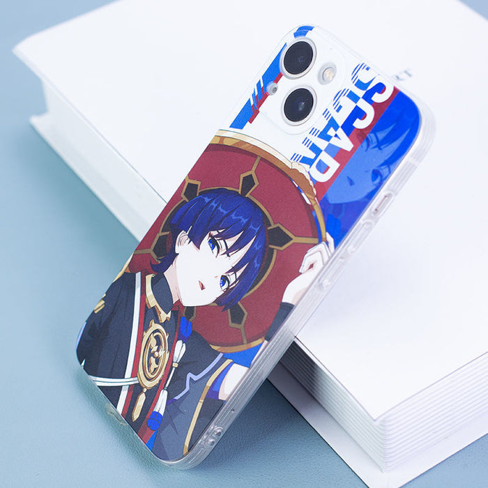 Wanderer Genshin Impact Phone Cases: white, black anime-style male characters, anime, graphic style