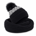 Warm Winter Scarf and Hat Set for Women Black