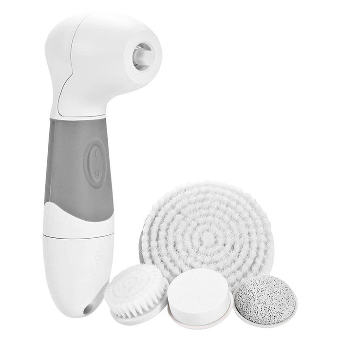 Water-Resistant 4-in-1 Portable Versatile Facial Brush Cleanser and Blackhead Extractor: white, light gray handheld electric