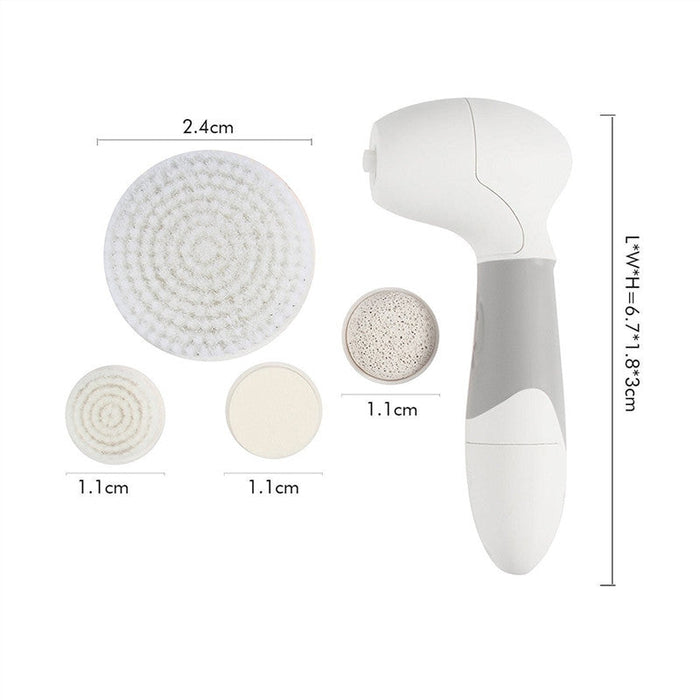 Water-Resistant 4-in-1 Portable Versatile Facial Brush Cleanser and Blackhead Extractor: white, light gray handheld electric