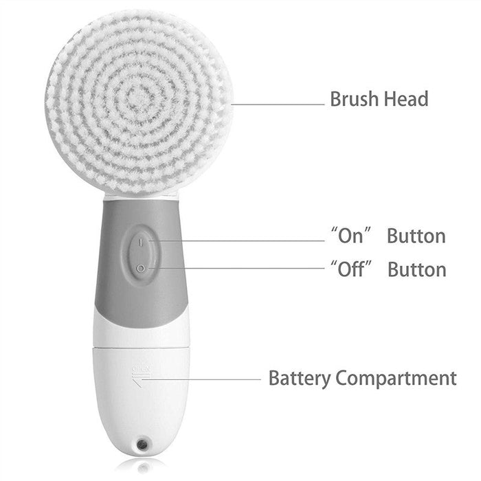 Water-Resistant 4-in-1 Portable Versatile Facial Brush Cleanser and Blackhead Extractor: white, light gray handheld electric