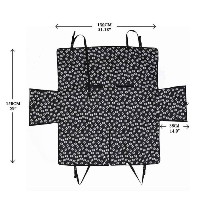 Water-Resistant Car Seat Protector for Dogs with Paw Design: black, white dog paw print pattern, practical patterned pet acce