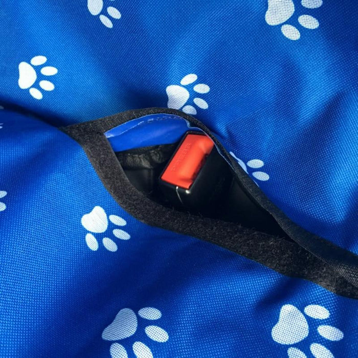 Water-Resistant Car Seat Protector for Dogs with Paw Design: black, white dog paw print pattern, practical patterned pet acce