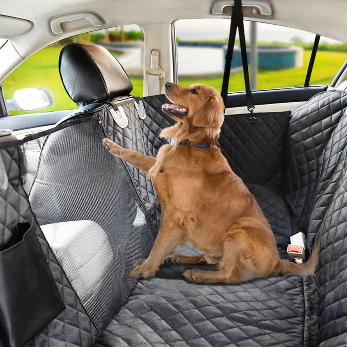 Water-Resistant Coverings for Car Seats that Protect Your Pets: black, gray dog, practical pet travel accessory style