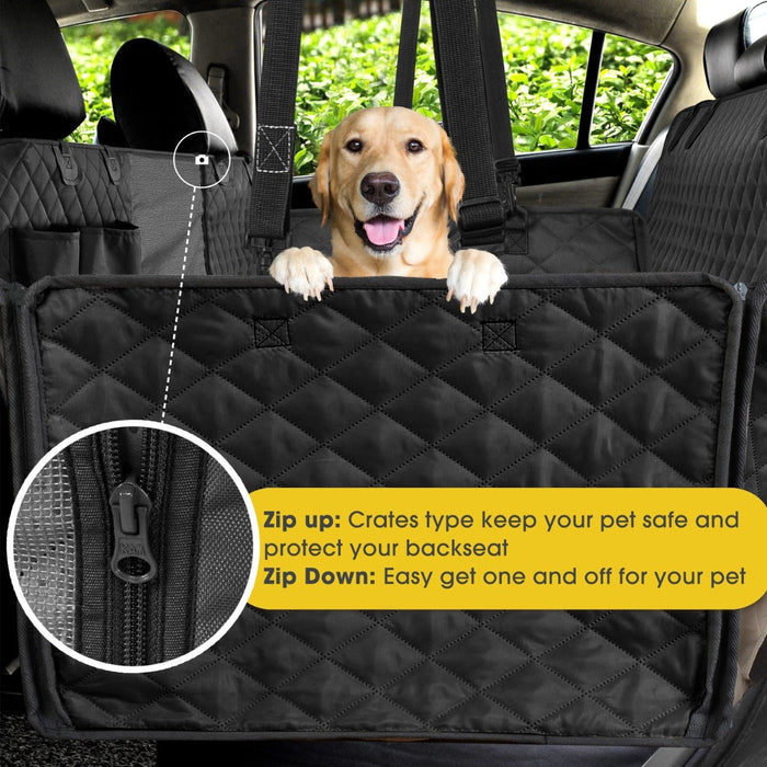 Water-Resistant Coverings for Car Seats that Protect Your Pets: black, gray dog, practical pet travel accessory style