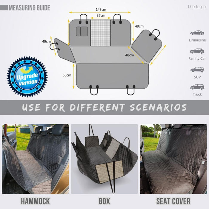 Water-Resistant Coverings for Car Seats that Protect Your Pets: black, gray dog, practical pet travel accessory style
