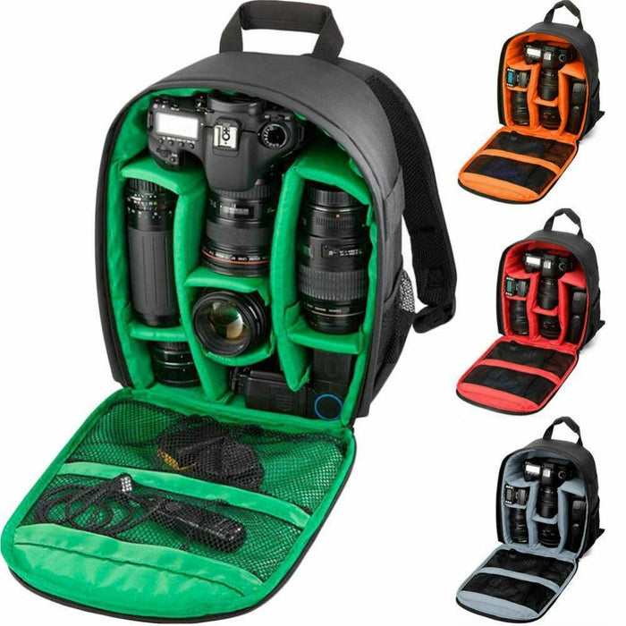 Waterproof Camera Backpack for All-Weather Conditions: black, green camera backpack, functional protective camera gear bag st