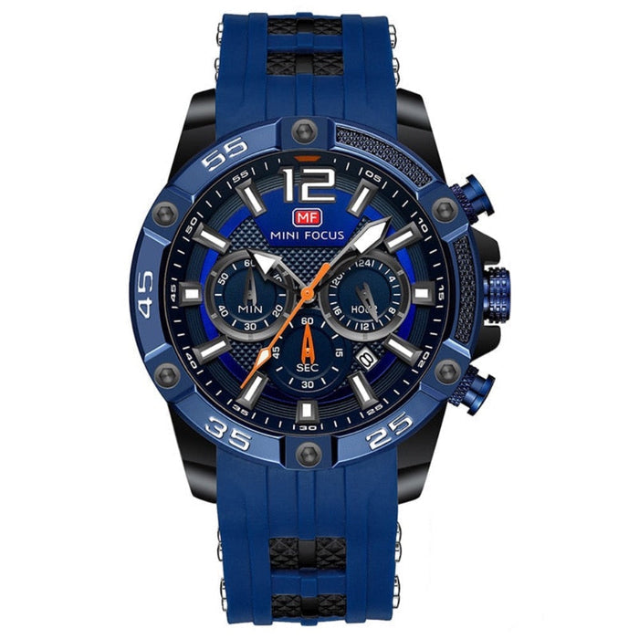 Waterproof Chronograph Watch for Men: black, orange wristwatch, sporty, rugged, chronograph-style style
